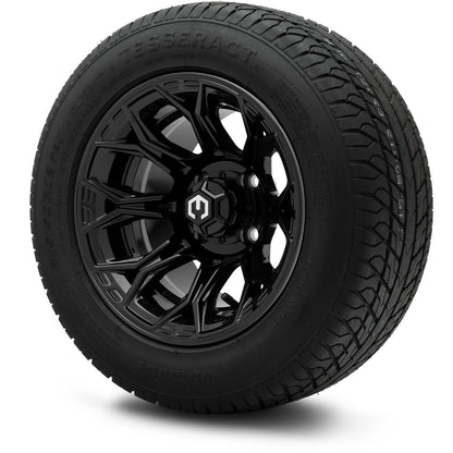 MODZ® 12" Halo Glossy Black Wheels & Street Tires Combo