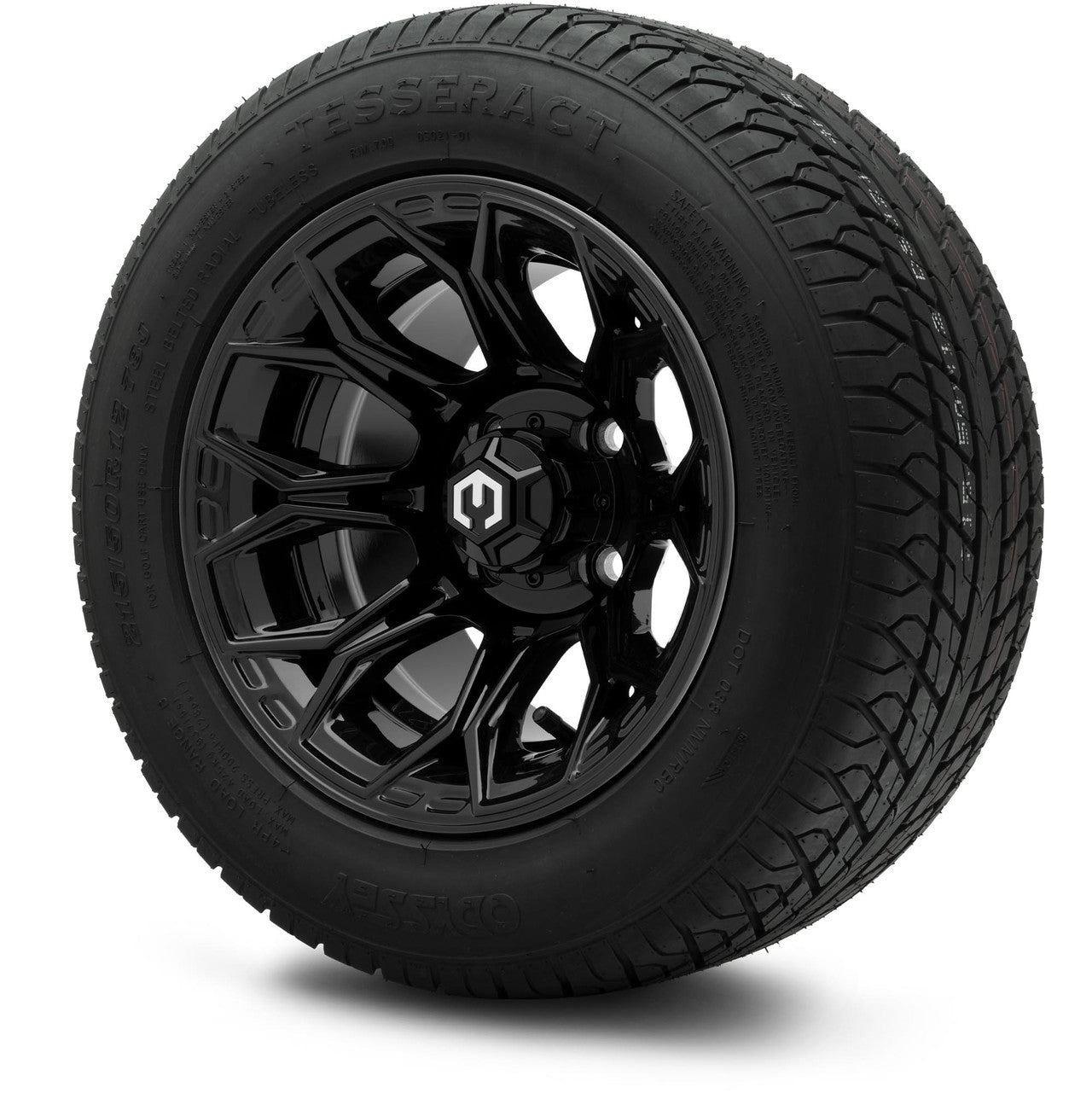 MODZ® 12" Halo Glossy Black Wheels & Street Tires Combo