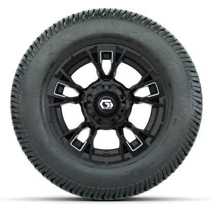GTW® Vandal Matte Black/Machined 12 in Wheels with 255/50-12 Excel Classic Street Tires – Full Set