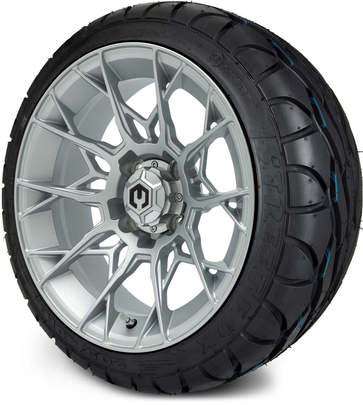 MODZ® 14" Chaos Silver Wheels & Street Tires Combo