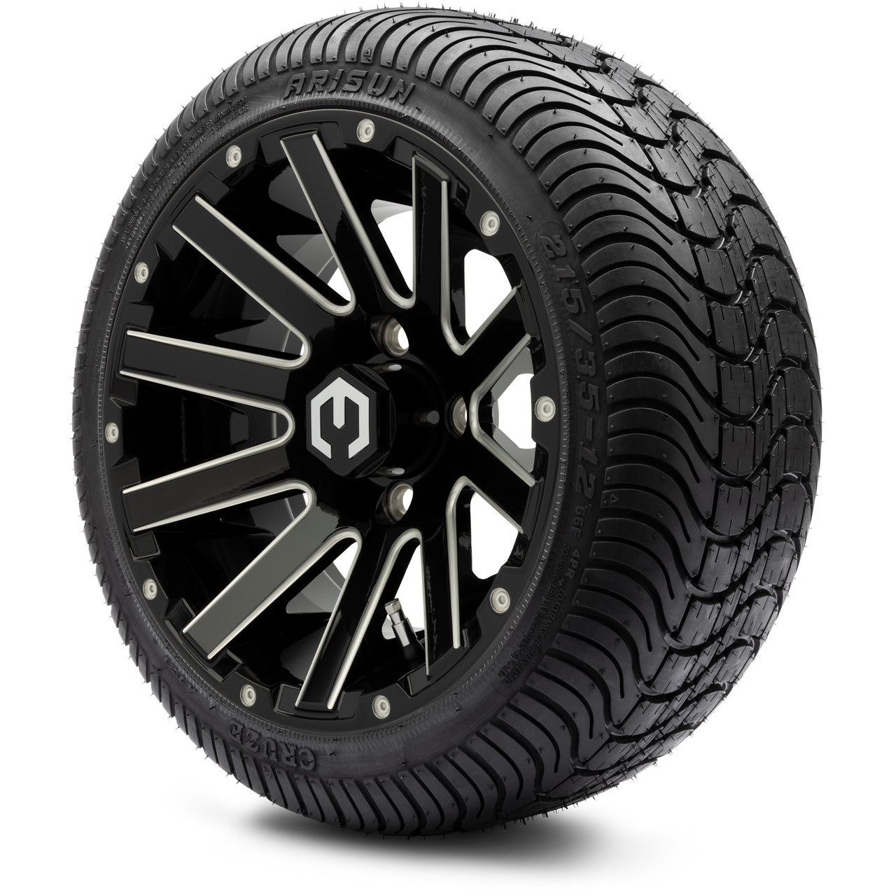 MODZ® 12" Mauler Glossy Black with Ball Mill Wheels & Street Tires Combo