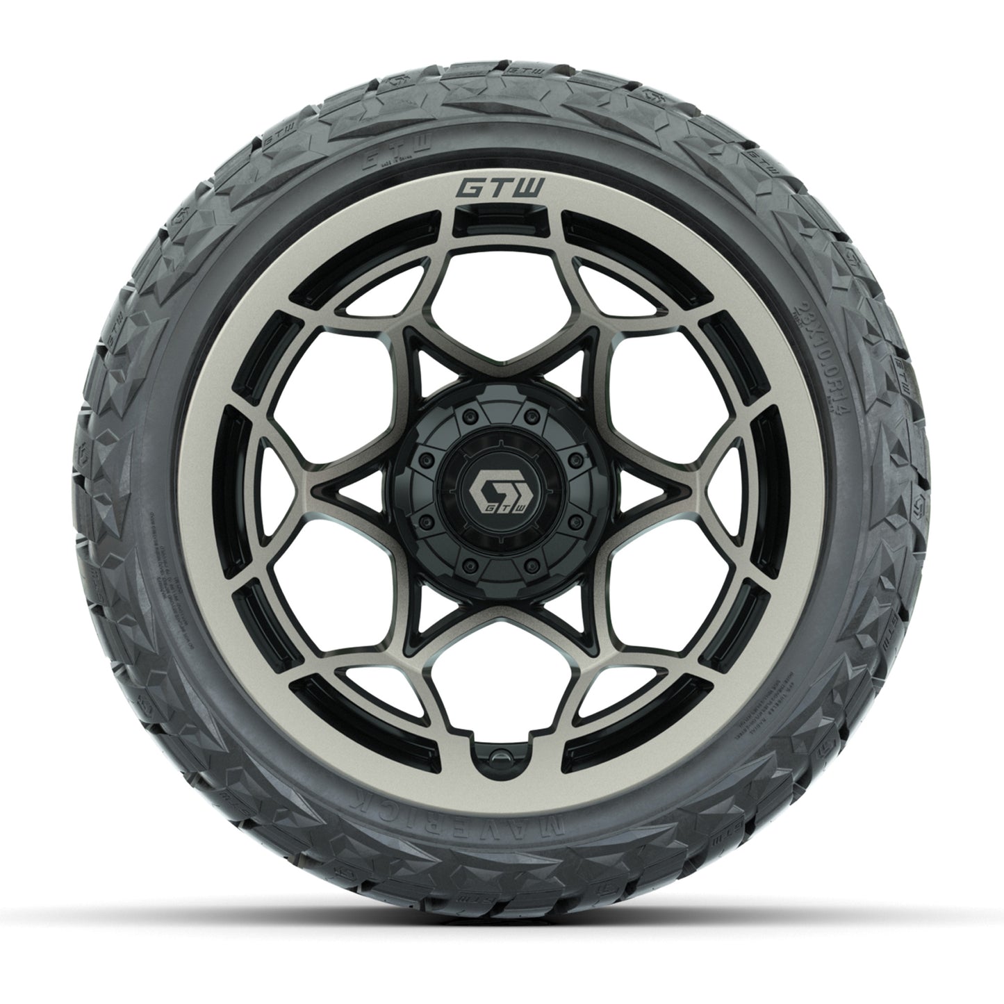 GTW Nexus Gloss Black/Satin Bronze 14 in Wheels with 23x10.00-R14 Maverick All-Terrain Tires – Full Set