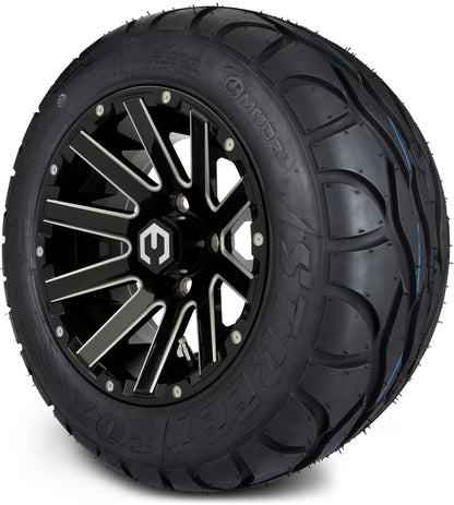 MODZ® 12" Mauler Glossy Black with Ball Mill Wheels & Street Tires Combo