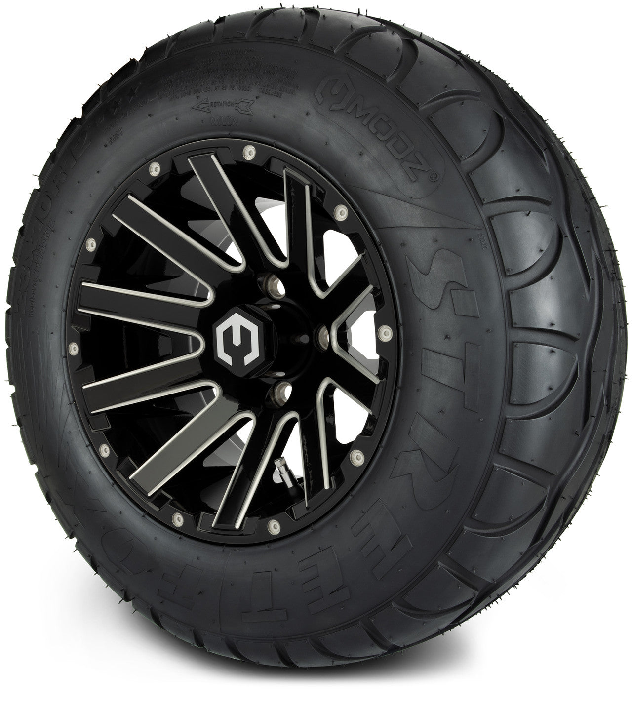 MODZ® 12" Mauler Glossy Black with Ball Mill Wheels & Street Tires Combo