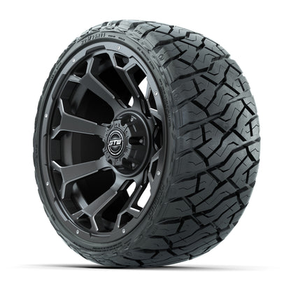 GTW® Raven Matte Gray/Ball Milled 14 in Wheels with 205/35-R14 Maverick Low-Profile All-Terrain Tires - Full Set