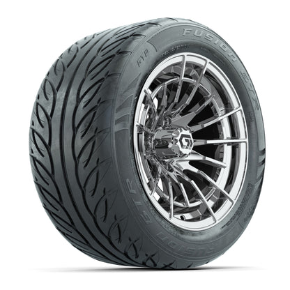 GTW® Boost Chrome 14 in Wheels with 255/45-R14 Fusion GTR Steel Belt Radial Street Tires – Full Set