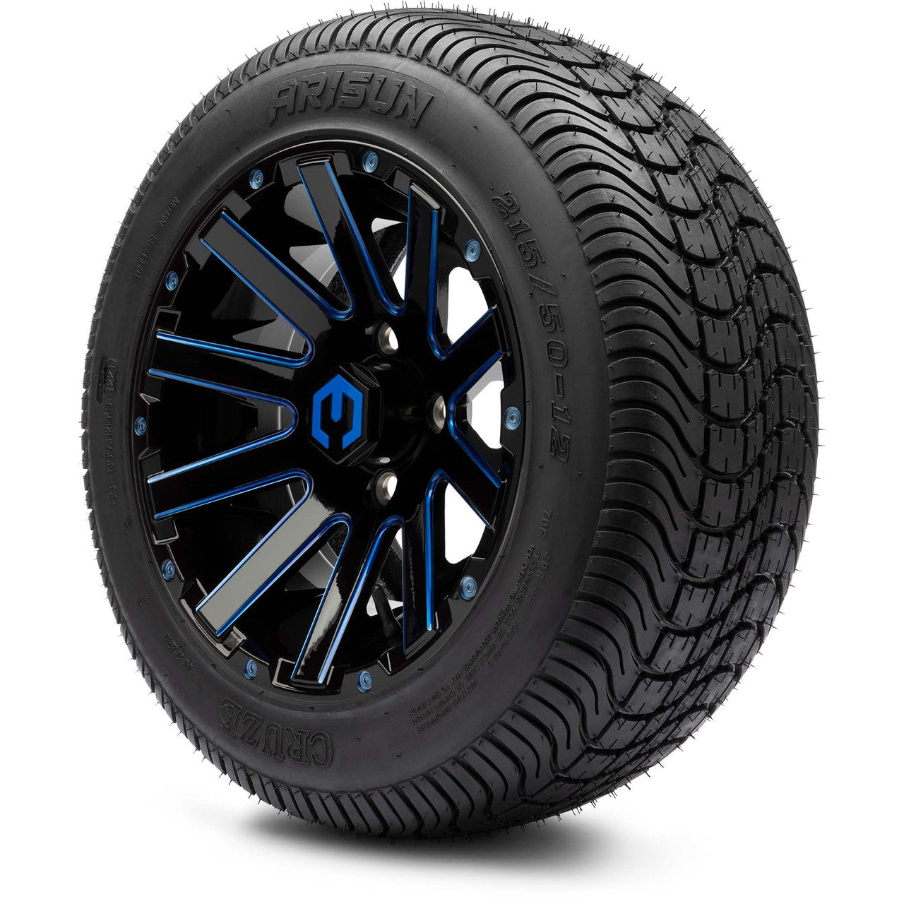 MODZ® 12" Mauler Glossy Black and Blue with Ball Mill Wheels & Street Tires Combo