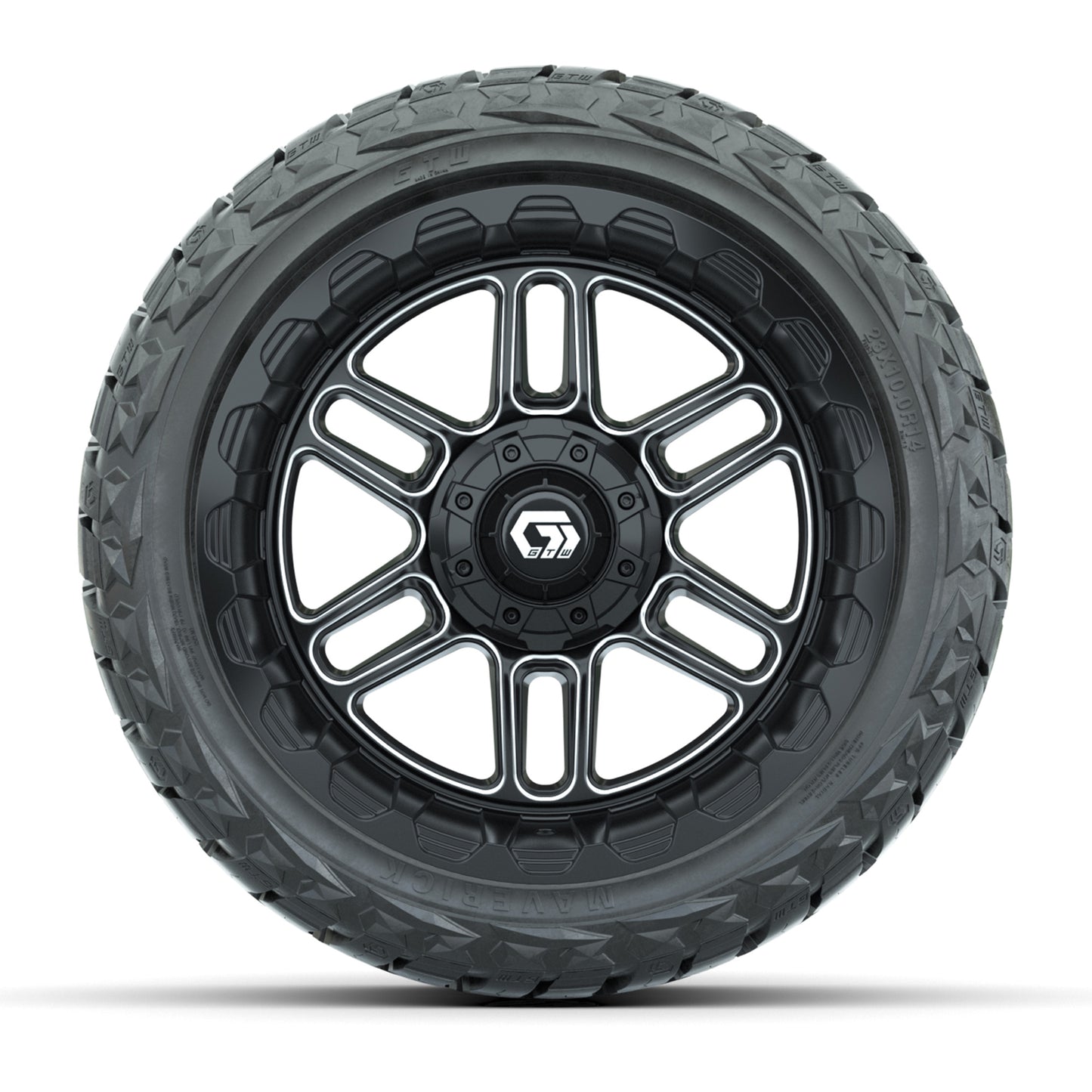 GTW Titan Black/Machined 14 in Wheels with 23x10.00-R14 Maverick All-Terrain Tires – Full Set
