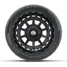GTW® Barricade Gloss Black 14 in Wheels with 205/40-R14 Fusion GTR Steel Belted Street Tires – Full Set