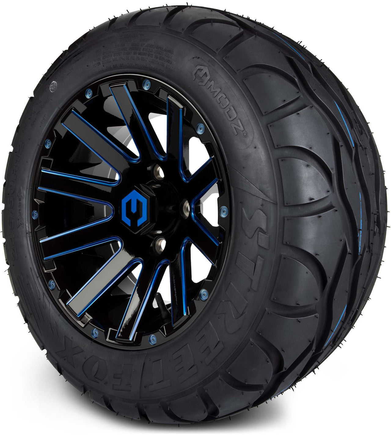 MODZ® 12" Mauler Glossy Black and Blue with Ball Mill Wheels & Street Tires Combo