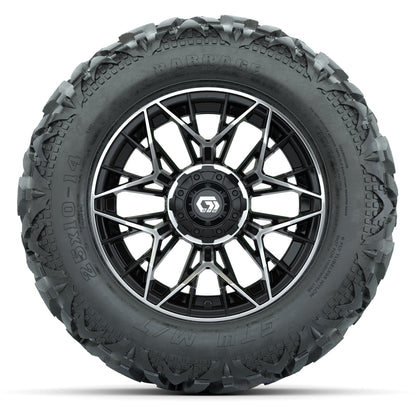 GTW Stellar Black/Machined 14 in Wheels with 25x10-14 Barrage Mud Tires – Full Set