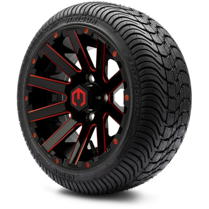MODZ® 12" Mauler Glossy Black and Red with Ball Mill Wheels & Street Tires Combo