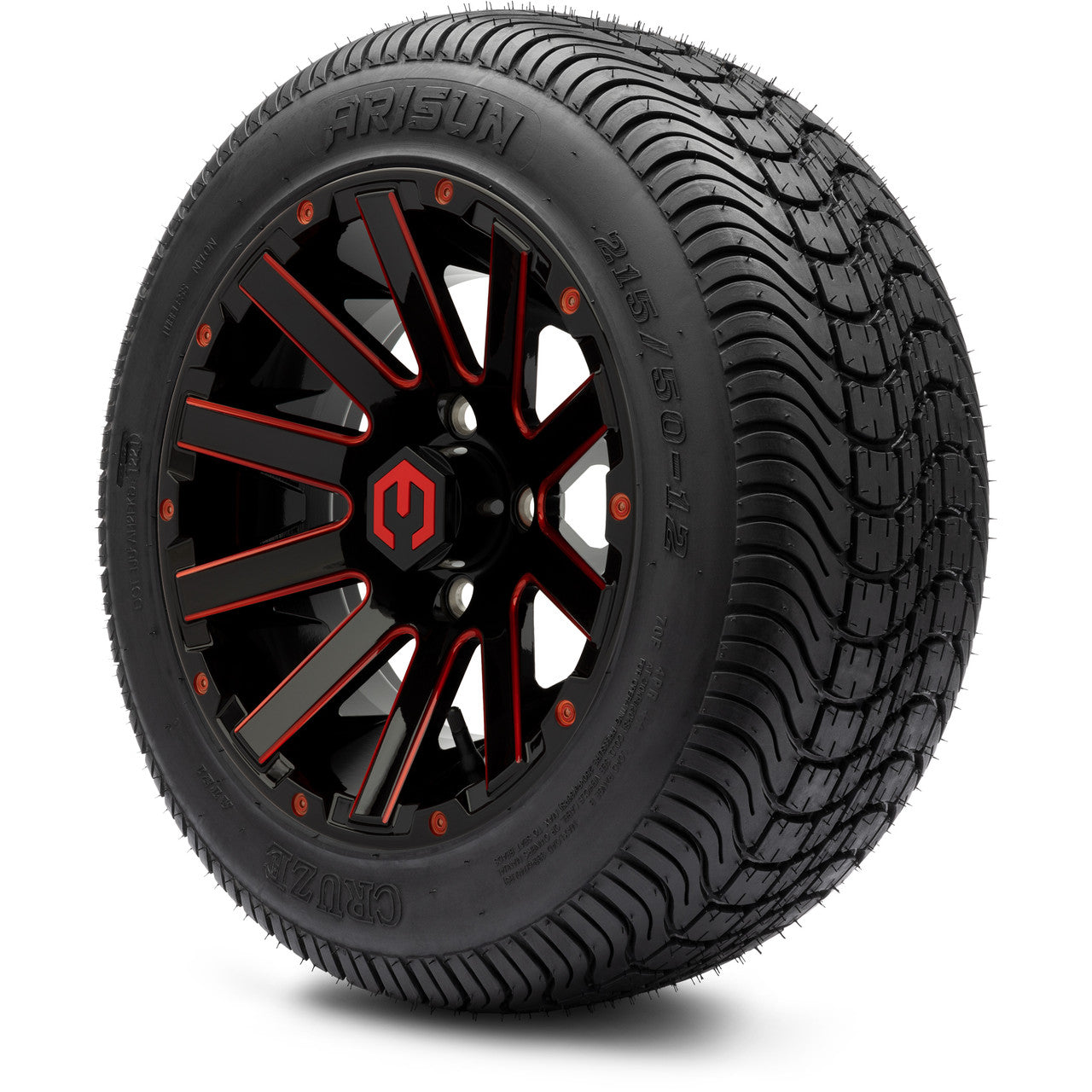 MODZ® 12" Mauler Glossy Black and Red with Ball Mill Wheels & Street Tires Combo