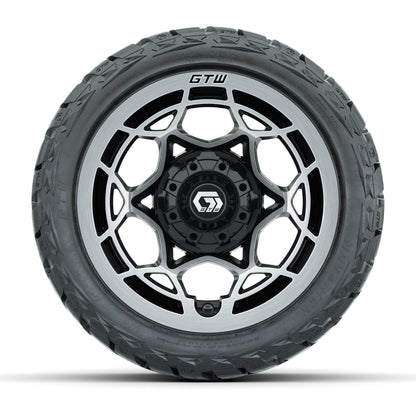 GTW Nexus Gloss Black/Silver 12 in Wheels with 215/40-R12 Maverick Low-Profile All-Terrain Tires – Full Set