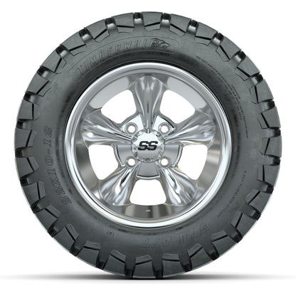 GTW® Godfather Chrome 12 in Wheels with 22X10-12 Timberwolf All-Terrain Tires – Full Set