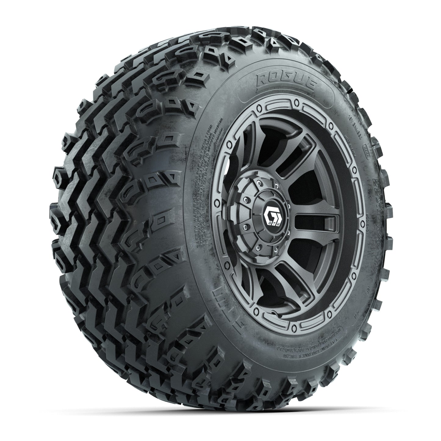 GTW® Shogun Gunmetal 12 in Wheels with 22x11.00-12 Rogue All-Terrain Tires - Full Set