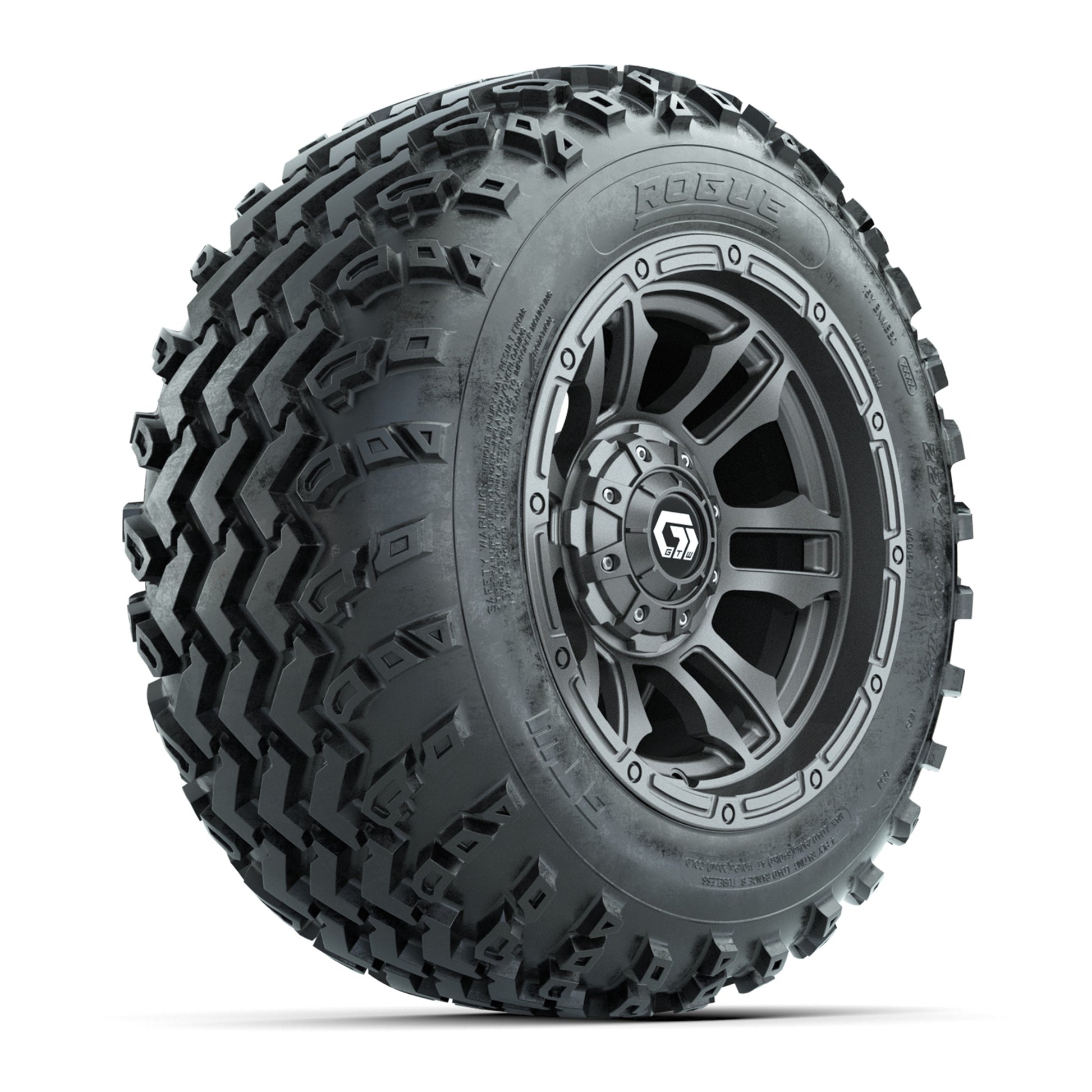GTW® Shogun Gunmetal 12 in Wheels with 22x11.00-12 Rogue All-Terrain Tires - Full Set