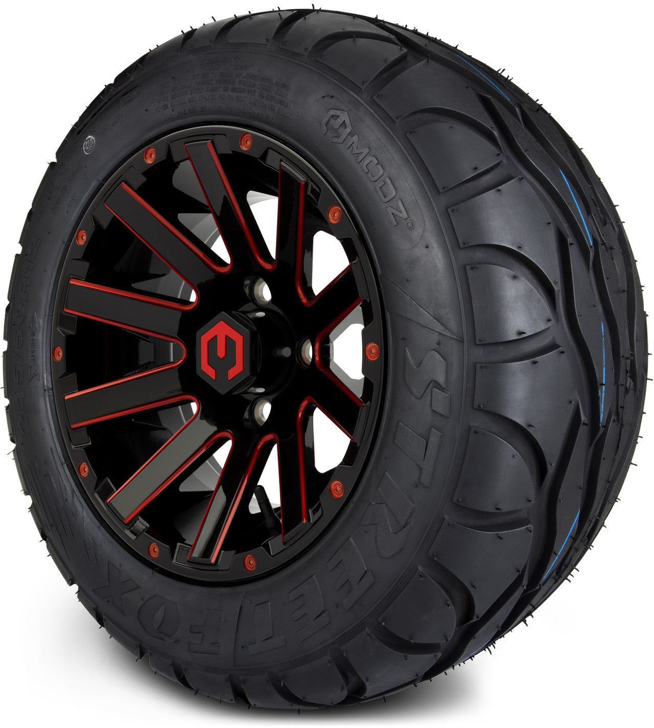MODZ® 12" Mauler Glossy Black and Red with Ball Mill Wheels & Street Tires Combo