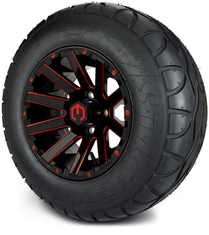 MODZ® 12" Mauler Glossy Black and Red with Ball Mill Wheels & Street Tires Combo