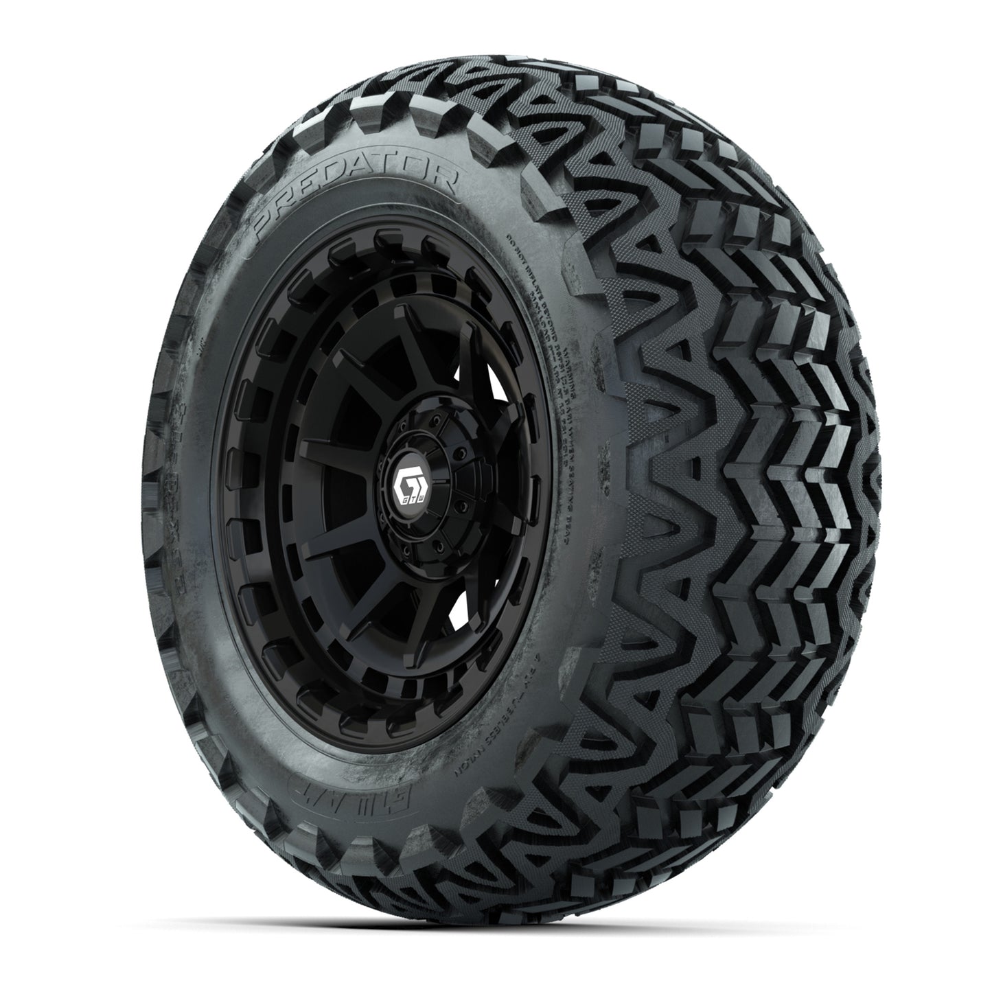 GTW® Barricade Gloss Black 14 in Wheels with 23x10-14 Predator All-Terrain Tires – Full Set