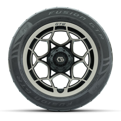 GTW® Nexus Black with Bronze Face 14 in Wheels with 255/45-R14 Fusion GTR Steel Belt Radial Street Tires – Full Set
