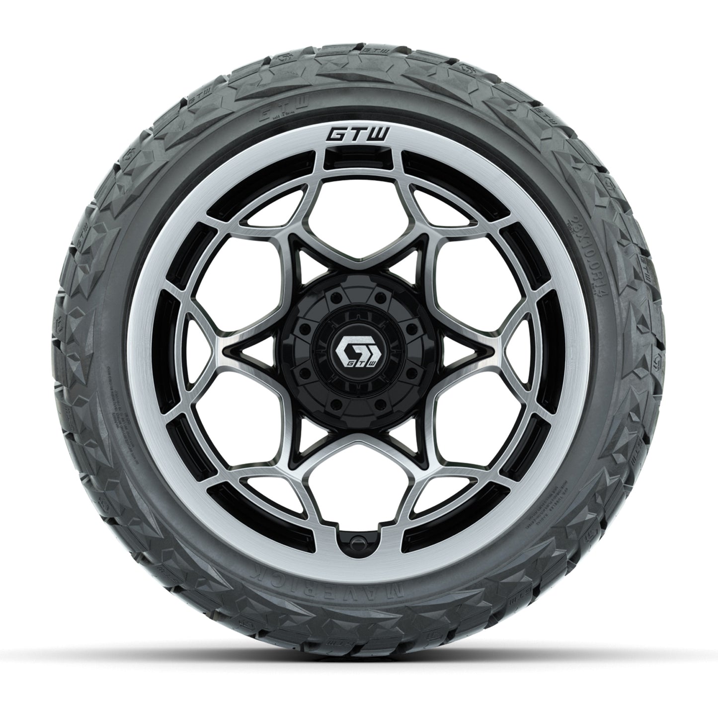 GTW Nexus Gloss Black 14 in Wheels with 23x10.00-R14 Maverick All-Terrain Tires – Full Set