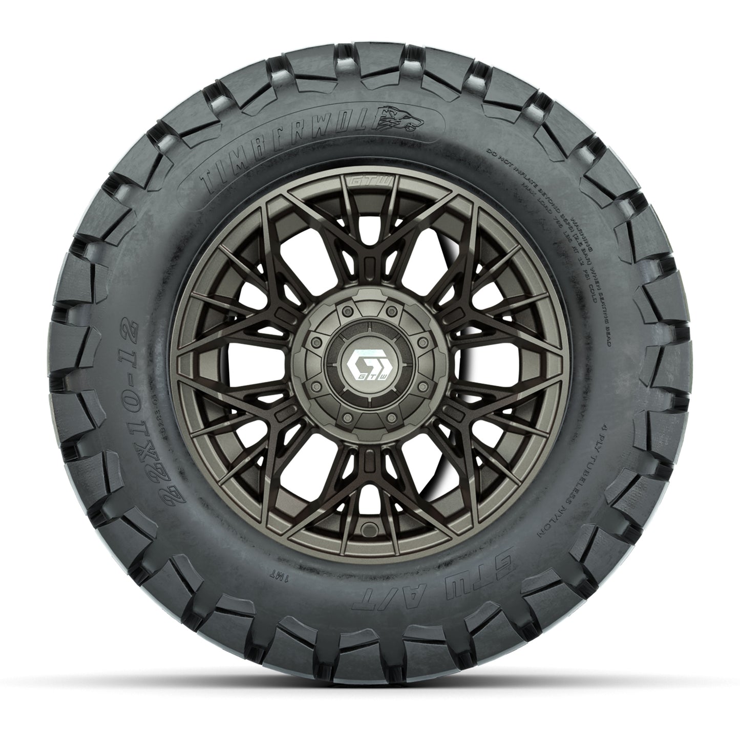 GTW® Stellar Matte Bronze 12 in Wheels with 22X10-12 Timberwolf All-Terrain Tires – Full Set