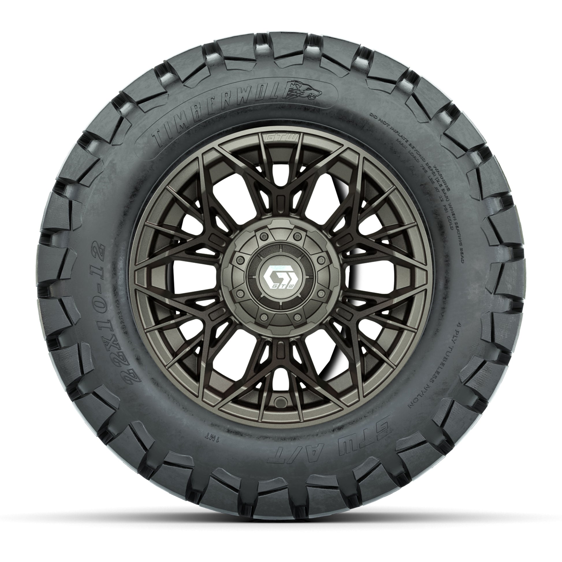 GTW® Stellar Matte Bronze 12 in Wheels with 22X10-12 Timberwolf All-Terrain Tires – Full Set
