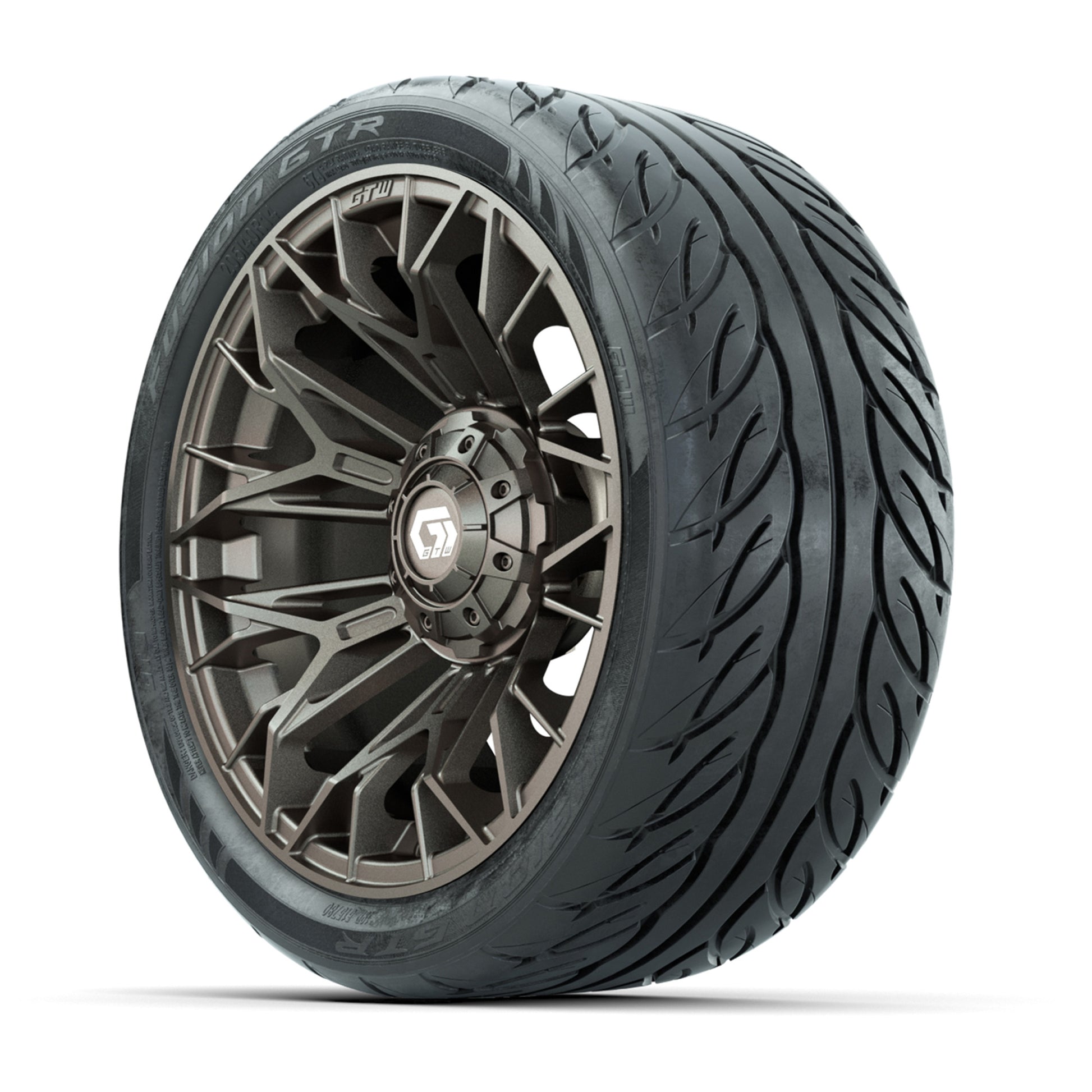 Set of (4) 14 in GTW® Stellar Matte Bronze Wheels with 205/40-R14 Fusion GTR Street Tires