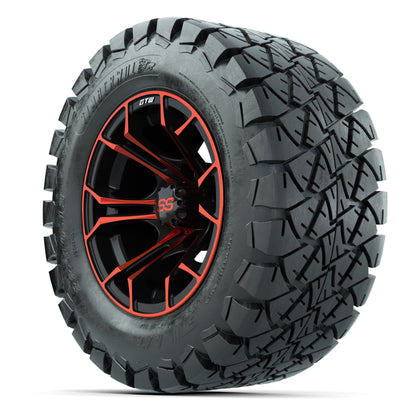GTW® Spyder Black/Red 12 in Wheels with 22X10-12 Timberwolf All-Terrain Tires – Full Set