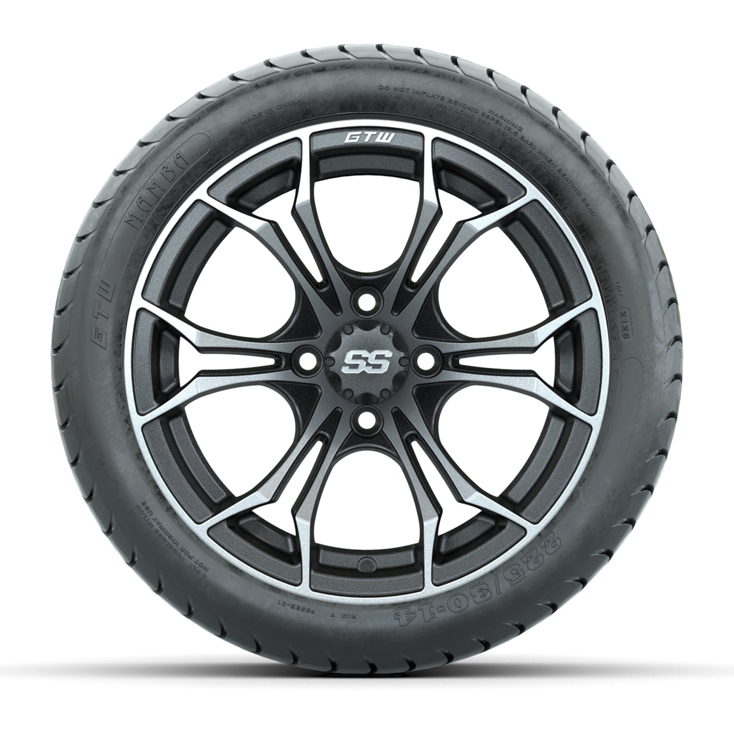 GTW Spyder Matte Grey 14 in Wheels with 225/30-14 Mamba Street Tires – Full Set
