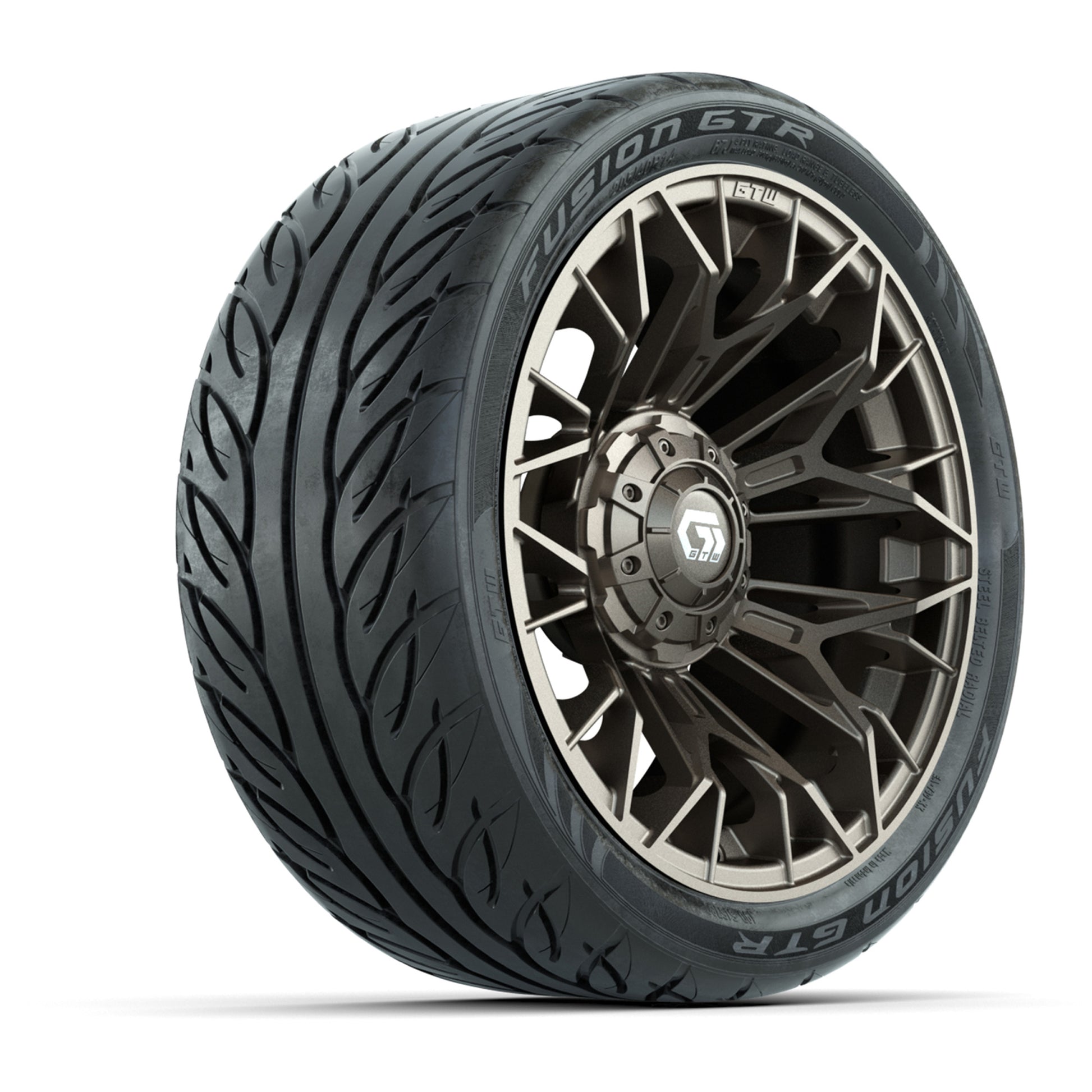 Set of (4) 14 in GTW® Stellar Matte Bronze Wheels with 205/40-R14 Fusion GTR Street Tires
