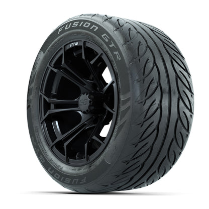 GTW Spyder Matte Black 14 in Wheels with 255/45-R14 Fusion GTR Street Tires – Full Set
