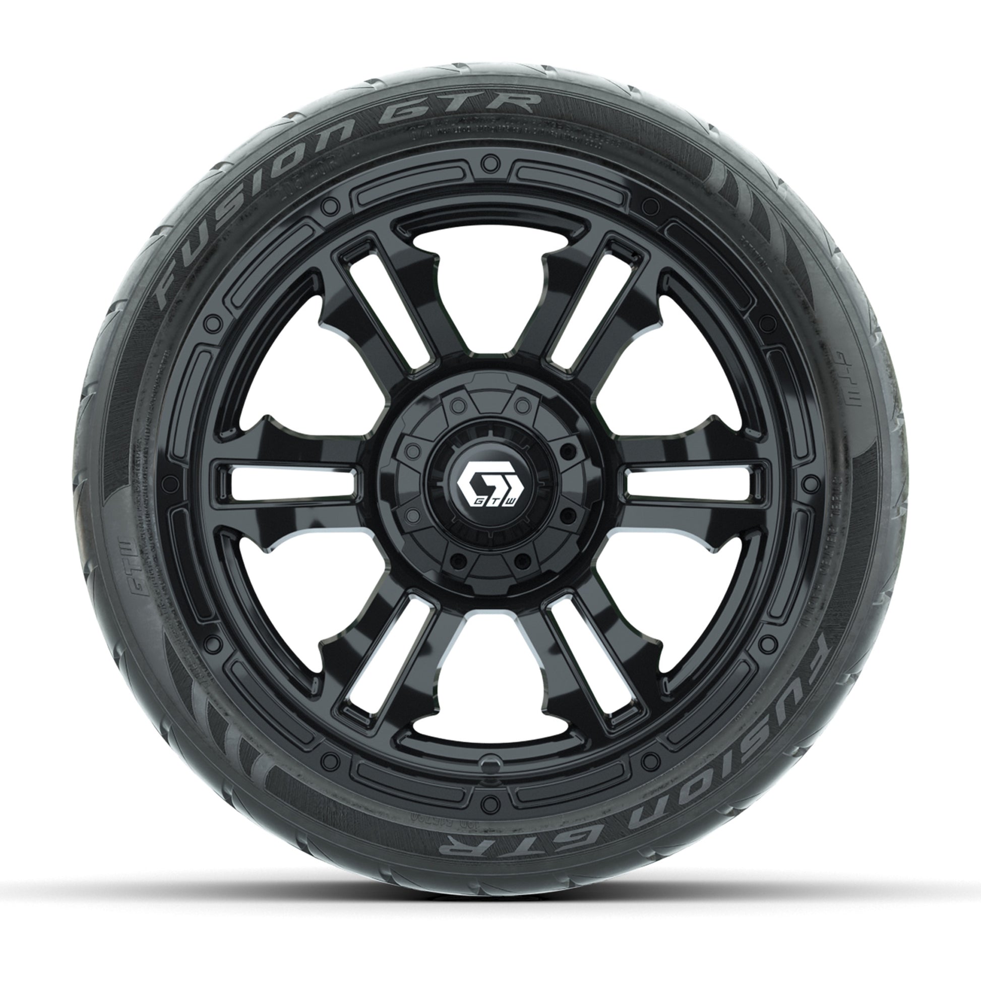 GTW® Shogun Gloss Black 14 in Wheels with 205/40-R14 Fusion GTR Steel Belted Street Tires – Full Set