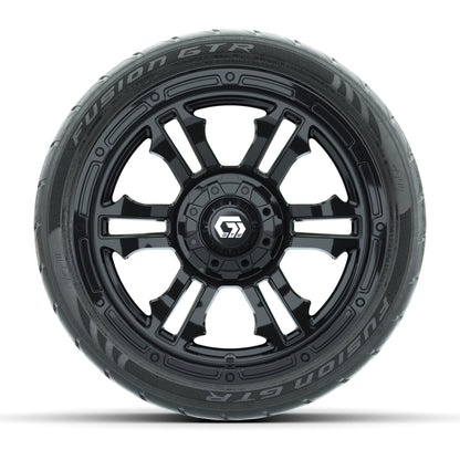 GTW® Shogun Gloss Black 14 in Wheels with 205/40-R14 Fusion GTR Steel Belted Street Tires – Full Set