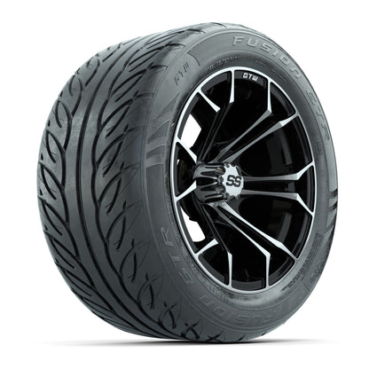 GTW Spyder Machined/Black 14 in Wheels with 255/45-R14 Fusion GTR Street Tires – Full Set