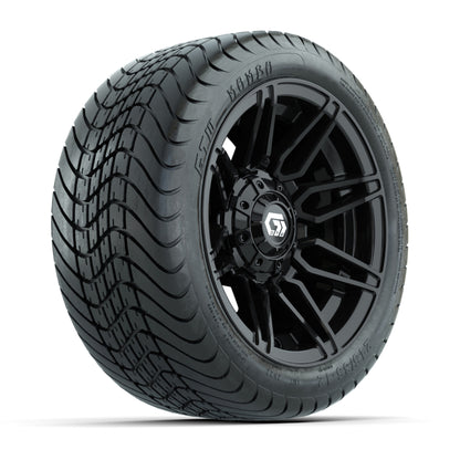 GTW® Stealth Gloss Black 12 in Wheels with 215/35-12 Mamba Street Tires – Full Set