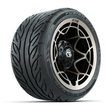 GTW® Nexus Black with Bronze Face 12 in Wheels with 215/40-R12 Fusion GTR Steel Belt Radial Street Tires – Full Set