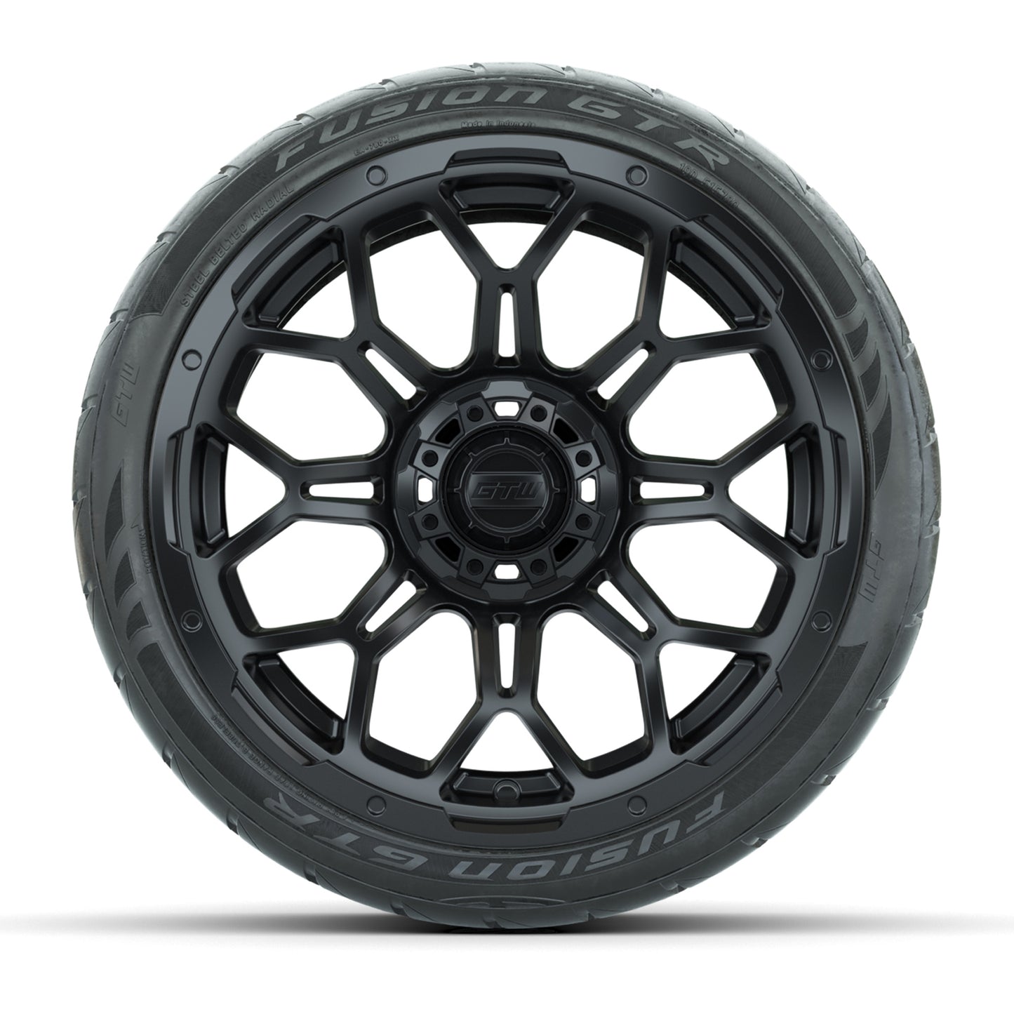 GTW Bravo Matte Black 15 in Wheels with 215/40-R15 Fusion GTR Steel Belt Radial Street Tires – Full Set