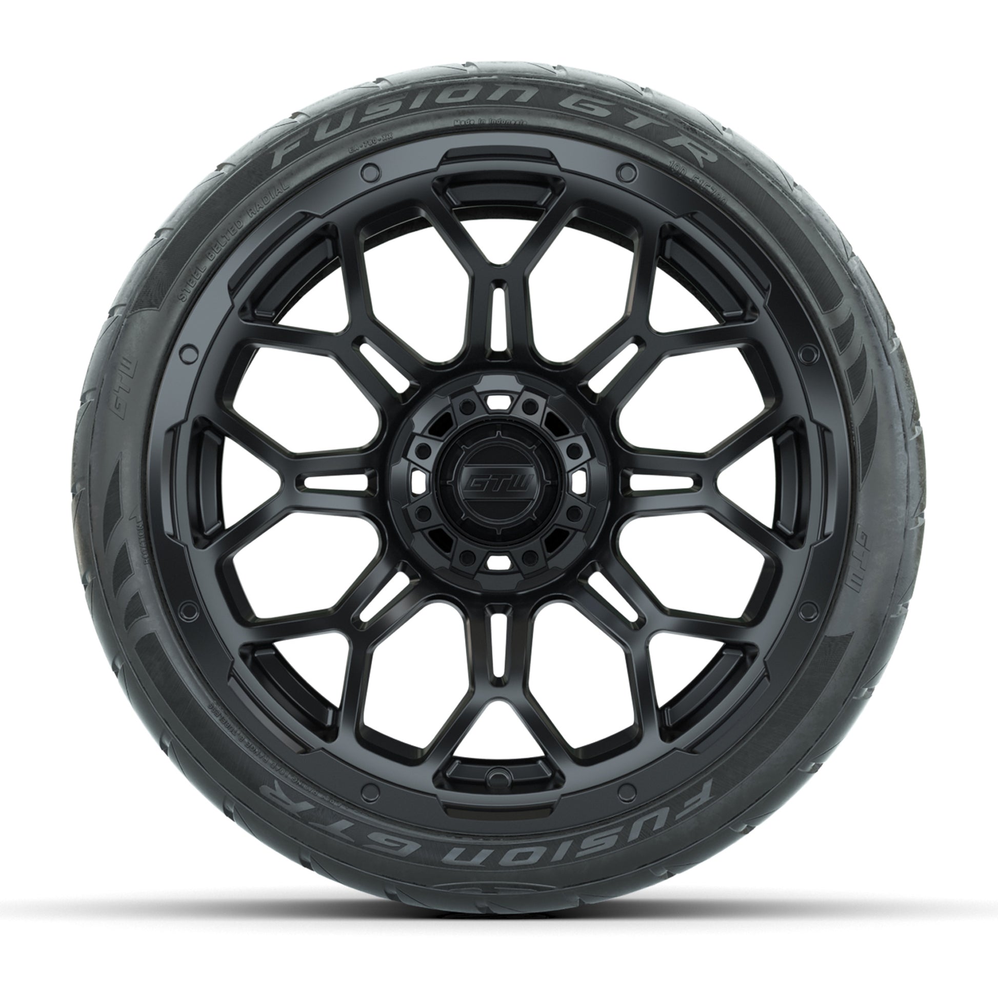 GTW Bravo Matte Black 15 in Wheels with 215/40-R15 Fusion GTR Steel Belt Radial Street Tires – Full Set