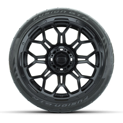 GTW Bravo Matte Black 15 in Wheels with 215/40-R15 Fusion GTR Steel Belt Radial Street Tires – Full Set