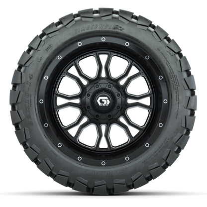 GTW Volt Black/Machined 14 in Wheels with 22X10-14 Timberwolf All-Terrain Tires – Full Set