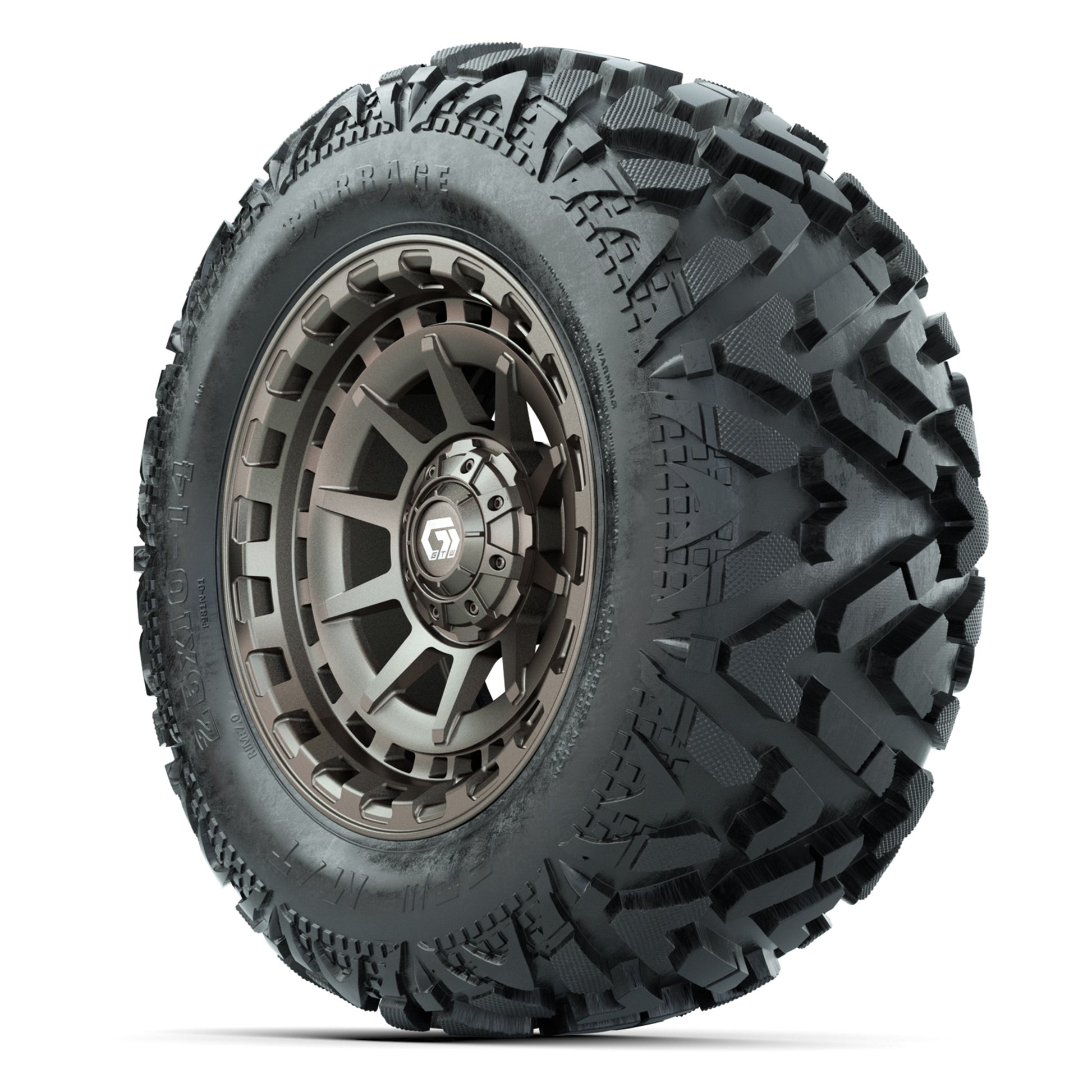 GTW Barricade Bronze 14 in Wheels with 25x10-14 Barrage Mud Tires – Full Set