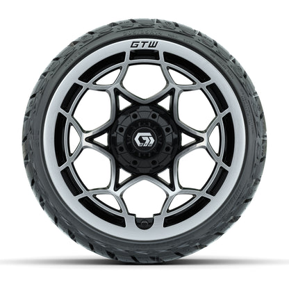 GTW Nexus Gloss Black/Silver 14 in Wheels with 205/35-R14 Maverick Low-Profile All-Terrain Tires – Full Set