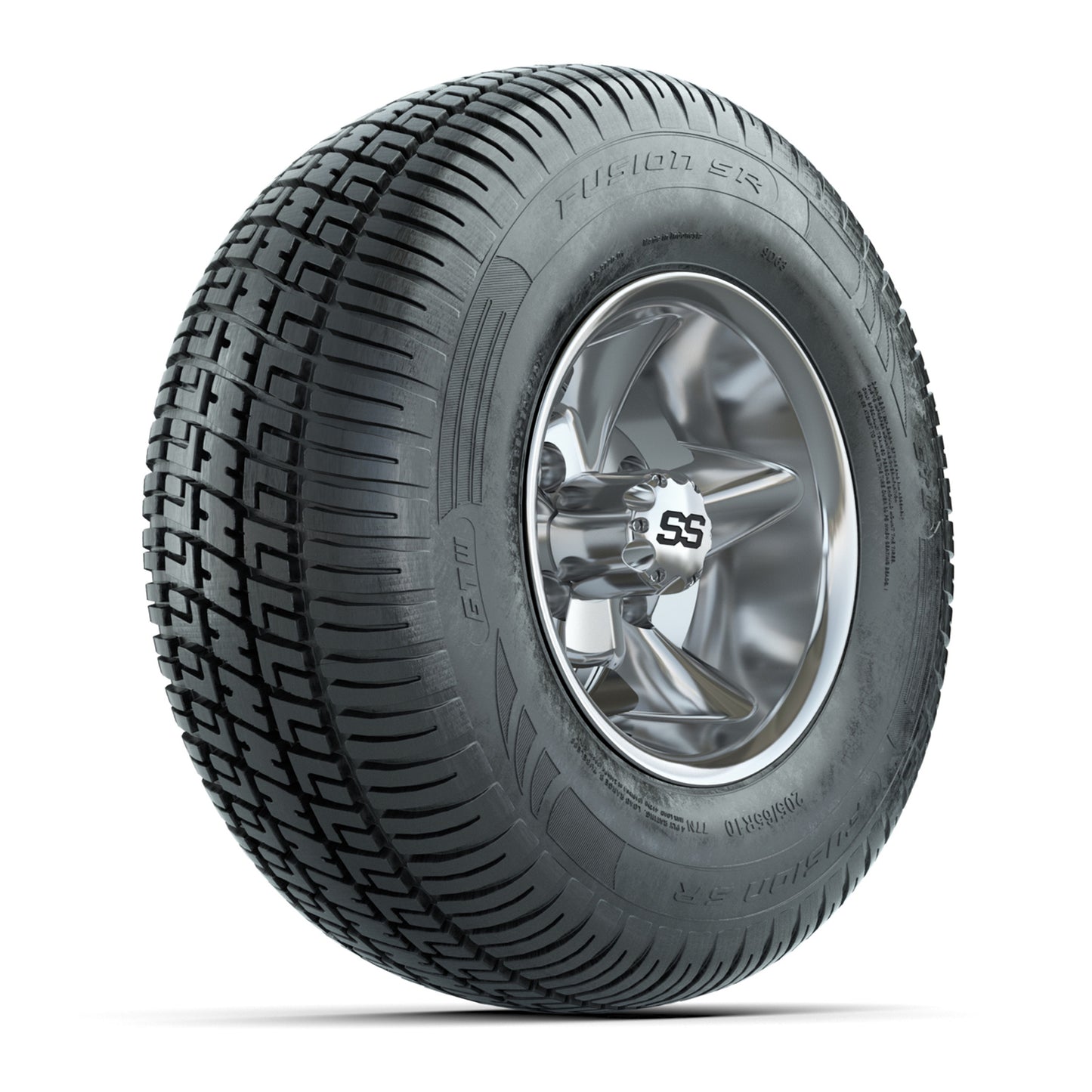 GTW Godfather Chrome 10 in Wheels with 205/65-R10 Fusion S/R Steel Belt Radial Street Tires – Full Set