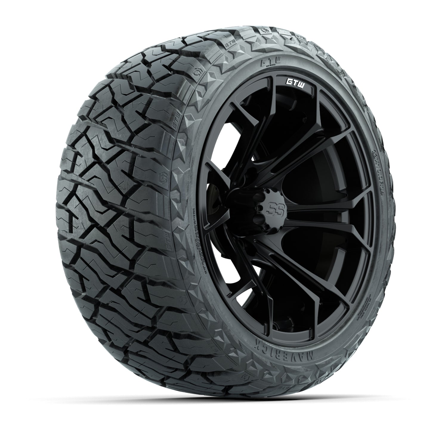 GTW Spyder Matte Black 14 in Wheels with 23x10.00-R14 Maverick All-Terrain Tires – Full Set