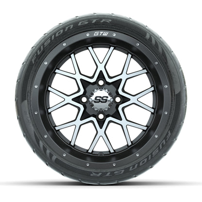 GTW® Vortex 2 Matte Gray/Machined 14 in Wheels with 205/40-R14 Fusion GTR Steel Belt Radial Street Tires – Full Set
