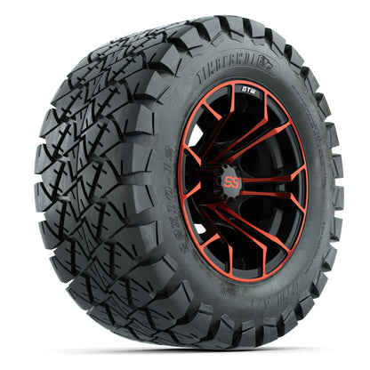 GTW® Spyder Black/Red 12 in Wheels with 22X10-12 Timberwolf All-Terrain Tires – Full Set
