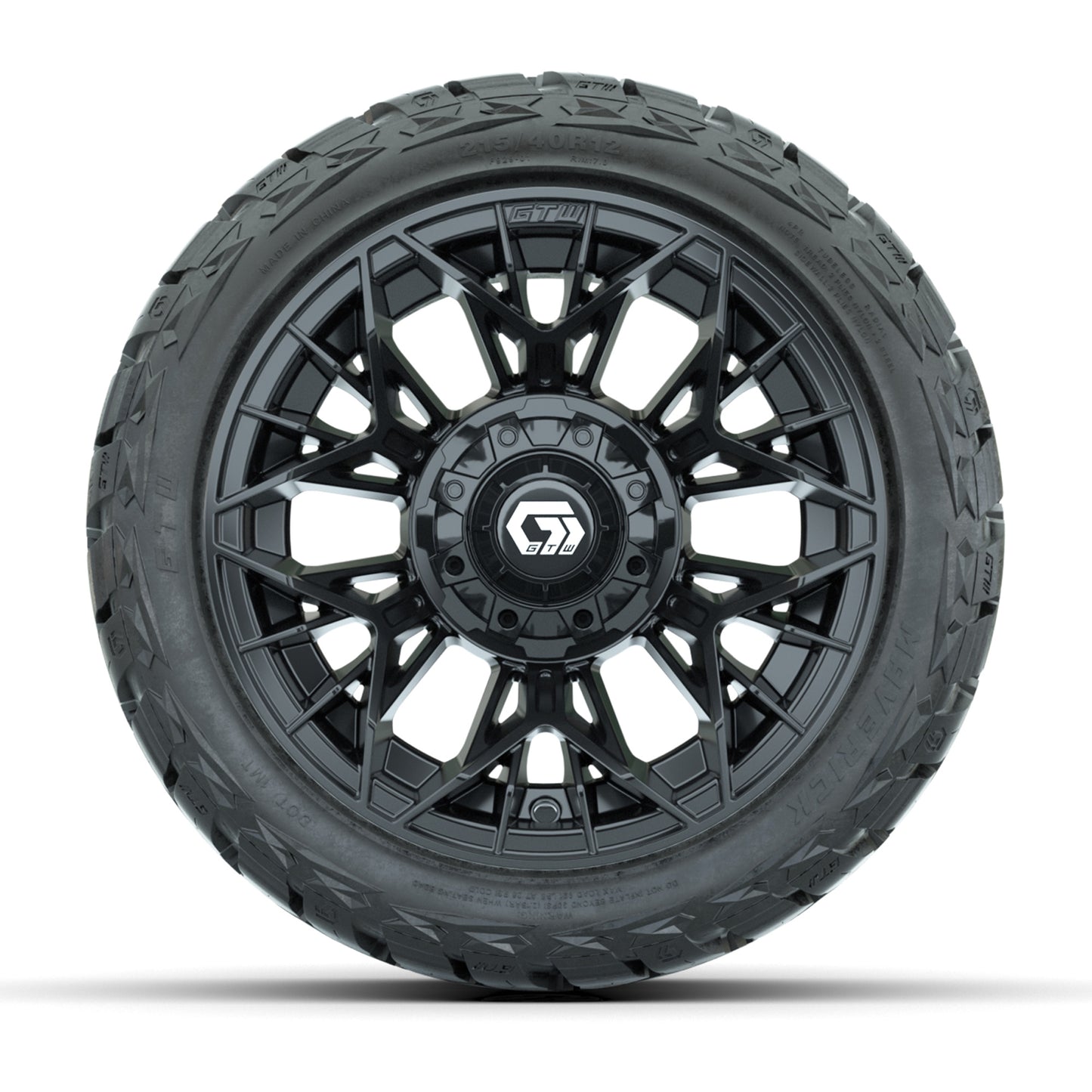 GTW Stellar Black 12 in Wheels with 215/40-R12 Maverick Low-Profile All-Terrain Tires - Full Set