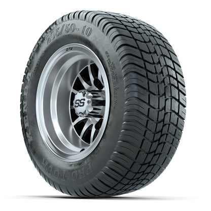 GTW Medusa Black/Machined 10 in Wheels with 205/50-10 Kenda Pro Tour Street Tires – Full Set